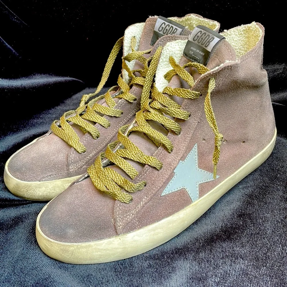 GOLDEN GOOSE LUXURY DISTRESSED FRANCY GREY SUEDE HIGH TOP SNEAKERS - 9 -โญ๏ธ๐ - Picture 1 of 12